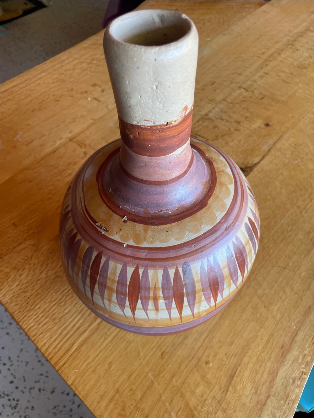 Hand-Painted Terracotta Decorative Vase in Earth Tones